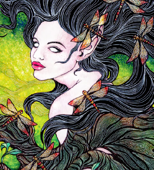 The Waiting Dryad Acrylics, ink and watercolours on 10.5 x 15.5 inch Watercolor paper